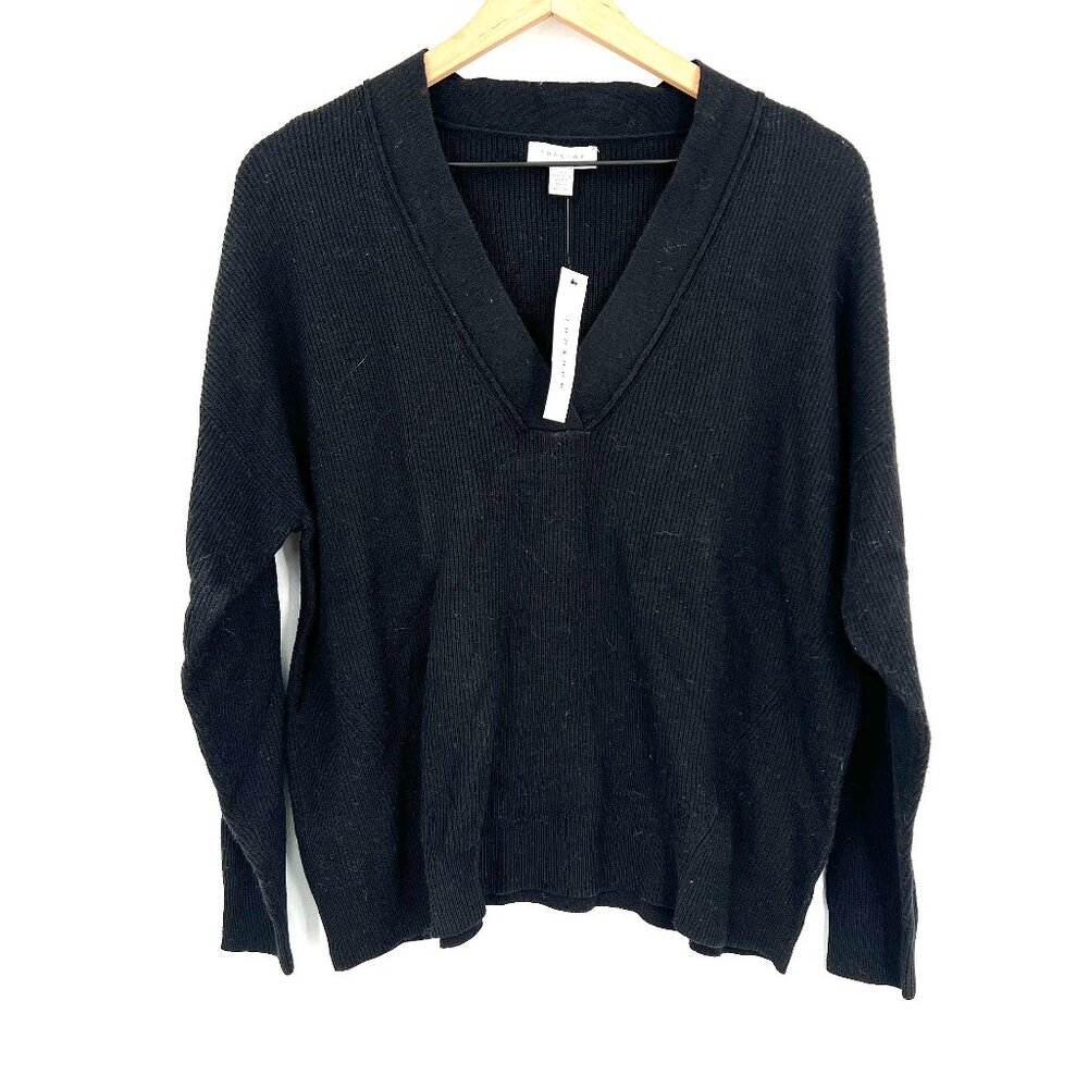 NEW Topshop v-neck oversized ribbed lightweight sweater black classic top 4 6